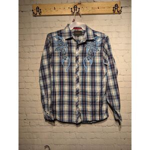 Ring of fire embroidered button-down shirt large*